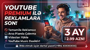 videolar yukle: ​🛑 YOUTUBE-DA REKLAMLARA SON! 🛑 ​Tam 3 aylıq YouTube Premium hesabı — 1