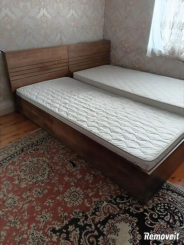 tək nəfərlik matras: İki nəfərlik taxta çarpayı dəsti - Material: təbii ağac karkas — 1