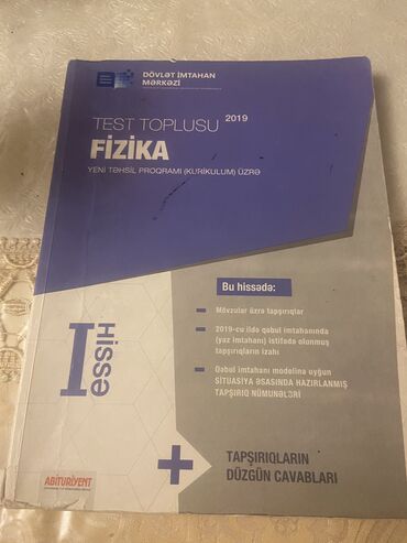 riyaziyyat test toplusu 2 ci hisse 2019: Test toplusu Fizika 1 ci hisse 2 ci hisse 6 man Alınıb 3 man satılır