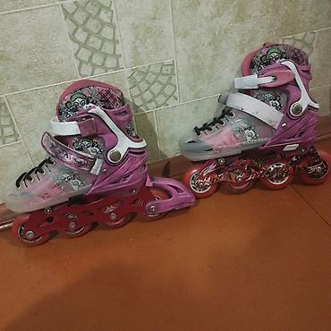 İdman və istirahət: Uşaq üçün bənövşəyi/çəhrayı inline konkis (roller skates) ölçüsü 35 — 4