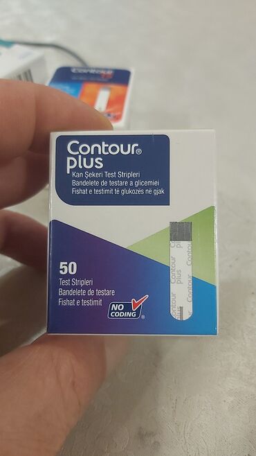Tibbi geyim: Contour Plus qan şəkəri test zolaqları, şəkər səviyyəsini ölçmək üçün
