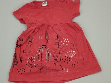 czerwona sukienka z bufiastymi rękawami: Sukienka, 1.5-2 lat, 86-92 cm, stan - Dobry