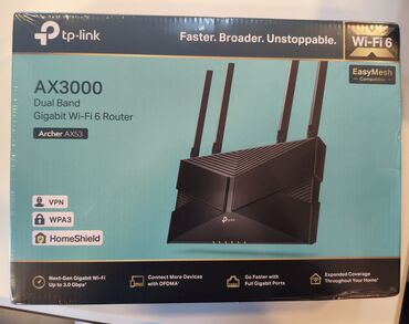 Modemlər və şəbəkə avadanlıqları: TP-Link AX53 AX3000 Yenidir. Ağzı bağlı qutudadır. Bakıdaxili lalafo.az -da Modemlər və şəbəkə avadanlıqları: TP-Link AX53 AX3000 Yenidir. Ağzı bağlı qutudadır. Bakıdaxili