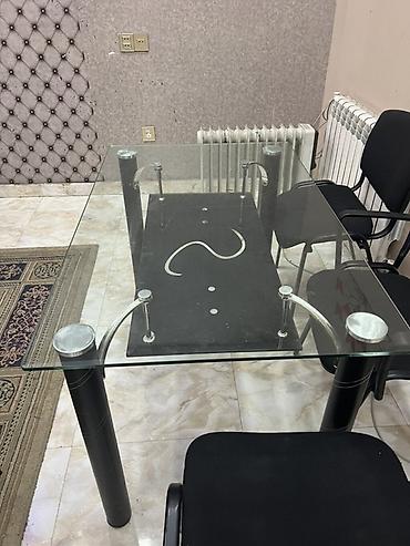 Ev və bağ: Şüşə stol - Material: qalın temperli şüşə üstlük, metal konstruksiya — 2