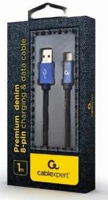 Kablovi za telefone: Cablexpert Premium Denim 8‑pin kabl za punjenje i prenos podataka – 1 — 8