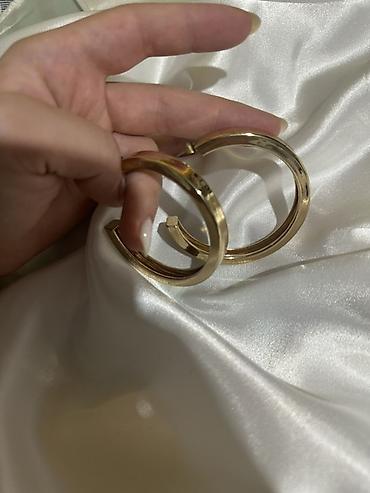 Бижутерия: Qızılı rəngli halqa sırğalar - Model: klassik iri halqa - Material — 2