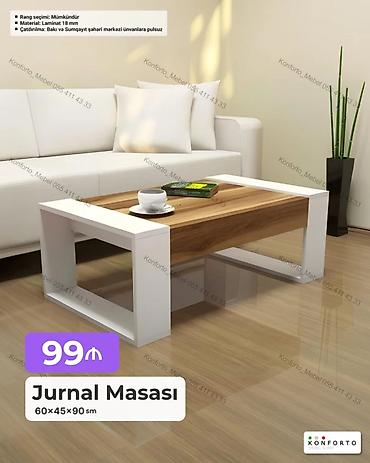 Jurnal masası – ölçü: 60×45×90 sm - Dizayn: Açıq ağ karkas və taxta lalafo.az -da Jurnal masası – ölçü: 60×45×90 sm - Dizayn: Açıq ağ karkas və taxta