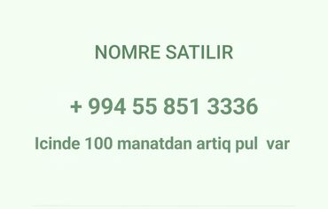 bakcell ayliq paketleri: Nömrə: ( 055 ) ( 8513336 ), İşlənmiş