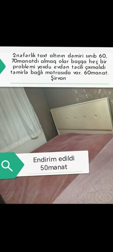 taxt qiymətləri: İkinəfərlik çarpayı, Bazasız, Matras ilə, Siyirməsiz