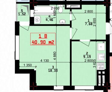 1комнатную квартиру в бишкеке: 1 комната, 41 м², Элитка, 10 этаж, ПСО (под самоотделку)