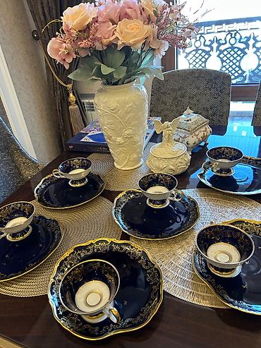 çay servisi: Çay dəsti, rəng - Göy, Kobalt, Weimar, 6 nəfərlik, Almaniya — 6