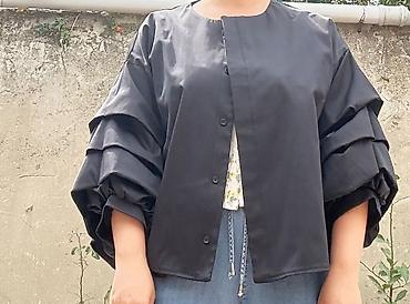 Qadınlar üçün qara oversize bluz/kardiqan - Rəng: qara - Model: düz