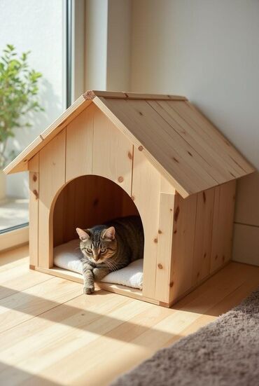 Yuvalar: Taxta it evi - Material: təbii ağac (taxta panellər), möhkəm karkas — 11