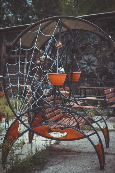 Садовые качели: Садовые качели Металл, Со спинкой, С крышей — 22