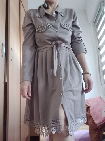 tommy hilfiger haljina: L (EU 40), bоја - Bež, Oversize, Dugih rukava