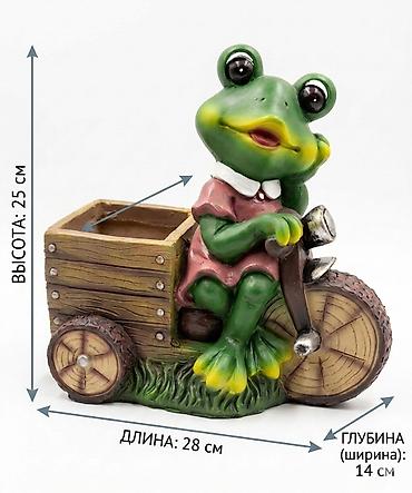кашпо: Кашпо-фигурка «Лягушонок на велосипеде с тележкой» - Назначение — 1