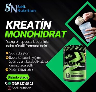 İdman və istirahət: Kreatin monohidrat. 3% 7% 12% keşbek💰🥳 Endirimlə 88 yox❌ cəmi 64azn✅
