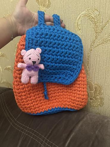ugg bakü: Əl işi toxunma uşaq bel çantası - Material: qalın, yumşaq ipliklə əl — 1
