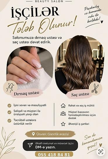 mebel usdası: Gözəllik salonu üçün vakansiya: dırnaq ustası və saç ustası — 1