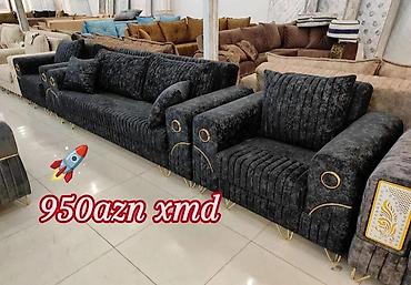 qara divan: Yeni, Divan, 2 kreslo, Bazasız, Açılmayan — 1