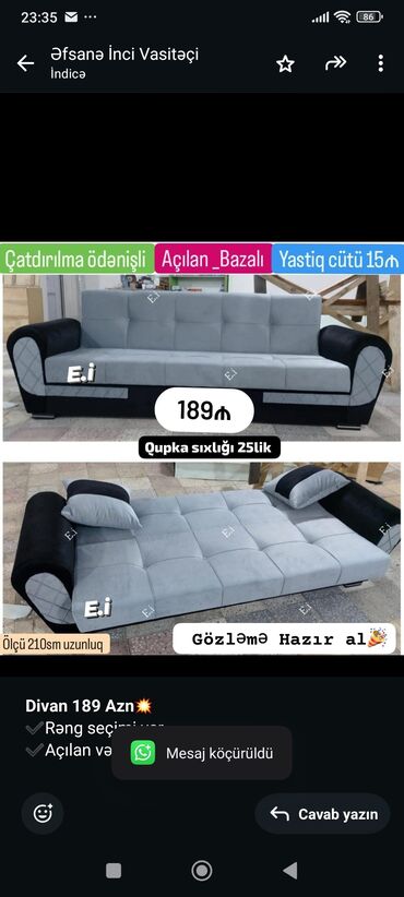 честерфилд диван: Divan, Qonaq otağı üçün, Bazalı, Açılan