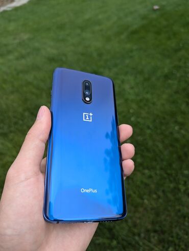 телефоны 1500: OnePlus 7, Колдонулган, 128 ГБ, түсү - Көк, 2 SIM