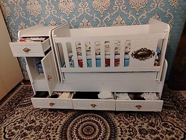 madeyra usaq mebelleri: Uşaq beşiyi – modul tipli, ağ rəngdə, klassik dizaynlı — 1