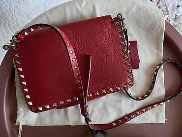 qırmızı çanta: Valentino Garavani original - Rəng: Qırmızı (grained/pəbble — 2