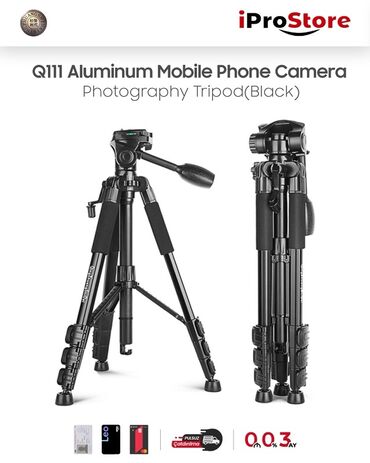 telfo: Qara rəngdə olan Q111 alüminium mobil telefon kamerası üçün tripod