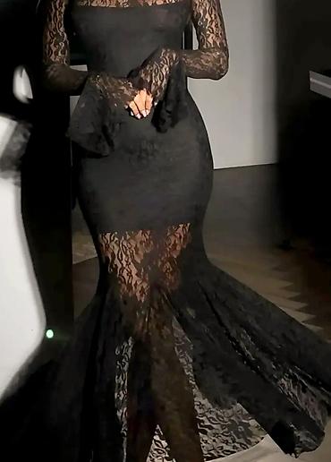 Haljine: Elegantna crna večernja haljina od čipke NOVOOO - Model: duga — 3