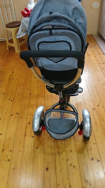 velosiped tekeri: Uşaq üçün 3 təkərli velosiped-araba (tricycle) - Rəng: boz - Anti-UV — 2