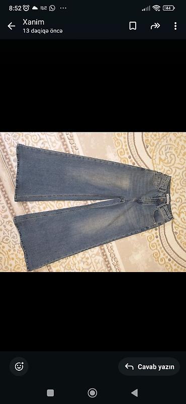casual: Qadın geniş kəsimli cins şalvar - Model: wide-leg (geniş balaqlı) — 1