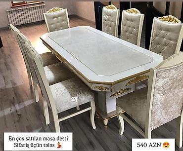 Qonaq otağı üçün, Yeni, Açılmayan, Dördbucaq masa, 8 stul
