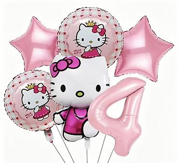Товары для праздников: Hello Kitty temalı folqa şar dəsti - Dəst tərkibi: - 1 ədəd böyük — 1