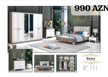 Yataq otağı dəstləri: İkinəfərlik çarpayı, Dolab, Termo, 2 tumba, Azərbaycan, Yeni — 7