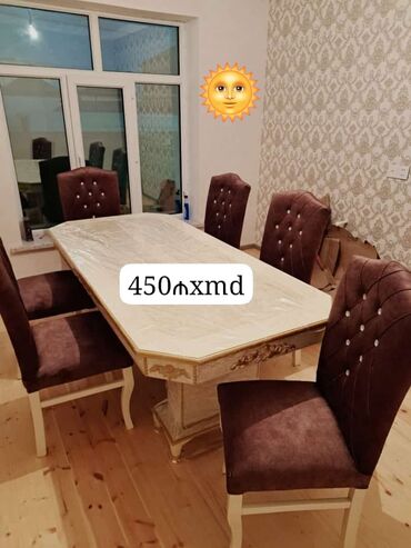 masa ve oturacaqlar: Dördbucaq masa, Qonaq otağı üçün, 6 nəfər, Açılmayan