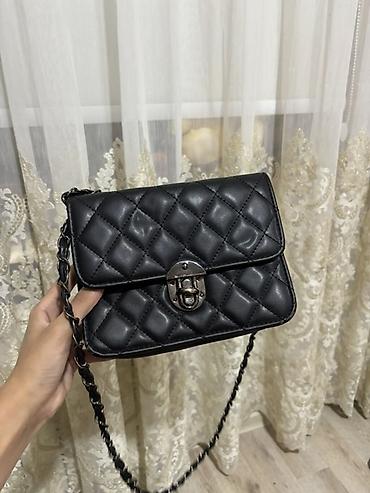 Qara quilted (romb naxışlı) çiyin çantası - Material: dəriyə bənzər