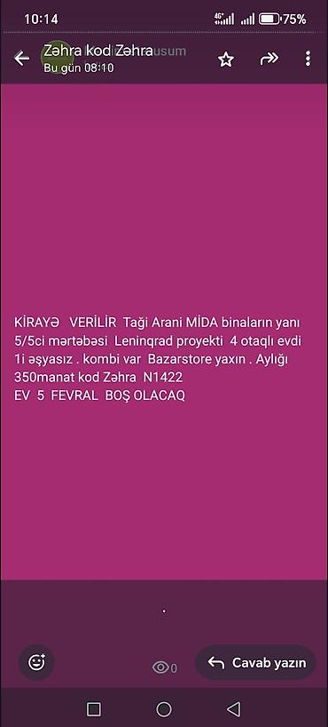 Uzunmüddətli kirayə mənzillər: Gence kiraye evler.her qiymete — 10