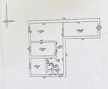 сан уйлар: 3 комнаты, 56 м², 1 этаж, Евроремонт — 5