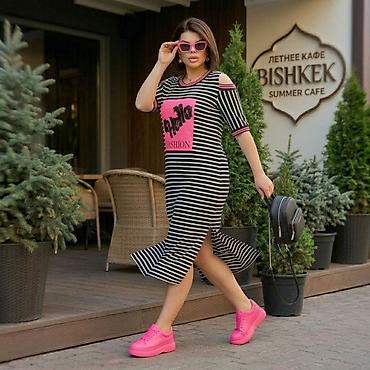 Платья: Повседневное платье, Лето, Длинная модель, Трикотаж, Прямое, 4XL, 3XL, 6XL — 3