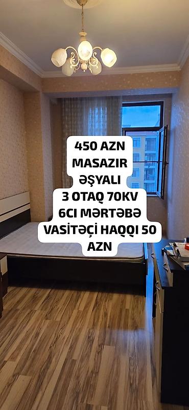 masazır: Masazırda 3 otaqlı, 70 kv mənzil kirayə. - Əşyalı - 6-cı mərtəbə - — 1