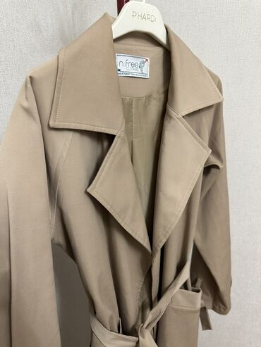 Plaşlar: L razmer Bej rəngli uzun trençkot – n free clothing - Klassik enli