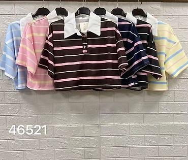 prugaste kosulje: Kratki prugasti crop top sa polo kragnom i kratkim rukavima. - Dizajn — 2