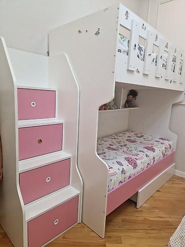Uşaq mebeli: Oğlan və qız üçün, İşlənmiş, Çarpayı, Matras ilə, Siyirməli, Laminat — 7
