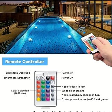 Baštenska rasveta: RGB LED Podvodna Svetla za Bazen – Set 4 komada sa daljinskim — 11
