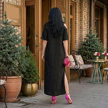 льняные: Повседневное платье, Лето, Длинная модель, Лен, Прямое, 3XL, 4XL, 5XL — 3