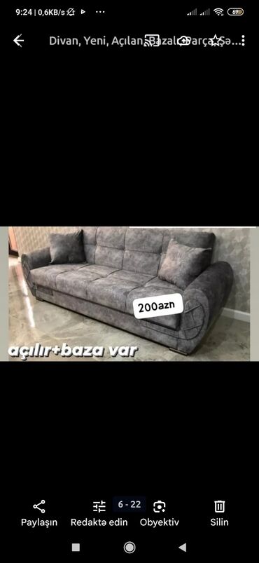 Sifarişlə divanlar: Divan, Mətbəx üçün, Qonaq otağı üçün, Parça, Bazalı, Açılan, Kitab — 12