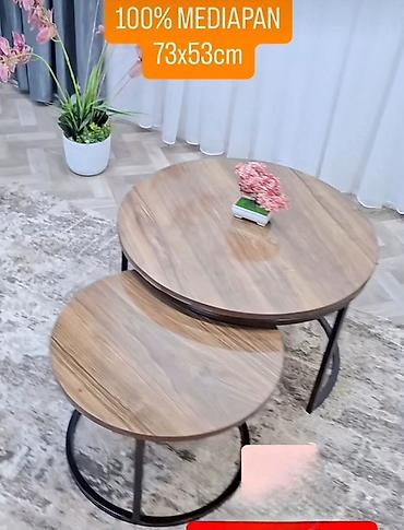 kozne sofe: Dizajnerski set kružnih klub stolova – 100% medijapan. Veći sto — 1