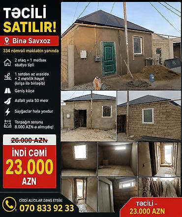 Həyət evləri və villaların satışı: 3 otaqlı, 68 kv. m, Kredit yoxdur, Təmirsiz — 1