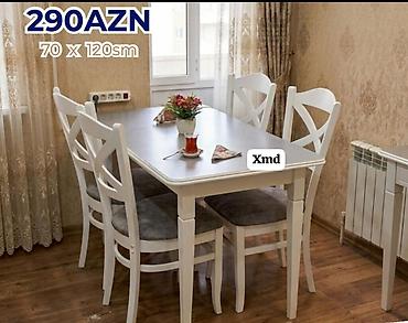 en ucuz perdeler: Mətbəx/dining dəsti – masa və 4 ədəd stul - Ölçü: 70 x 120 sm — 1
